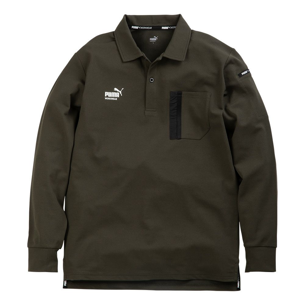 PUMAワークウェア長袖アクティブポロシャツ ポリエステル100